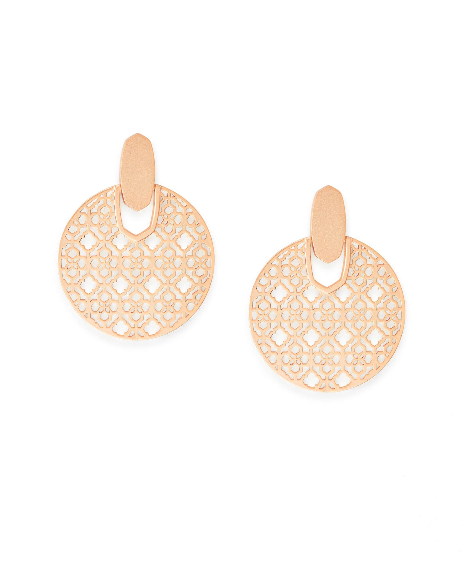 Didi Rose Gold Statement Earrings in Rose Gold Filigree | Kendra Scott