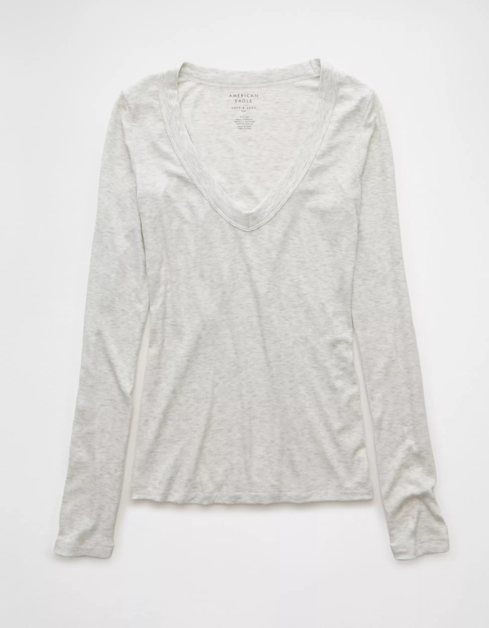 AE Soft & Sexy Long-Sleeve V-Neck T-Shirt | American Eagle Outfitters (US & CA)