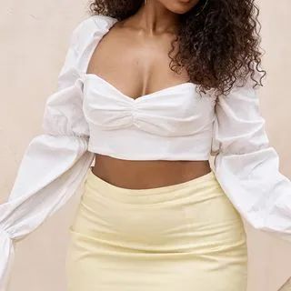 Square Neck Long-Sleeve Crop Top | YesStyle Global