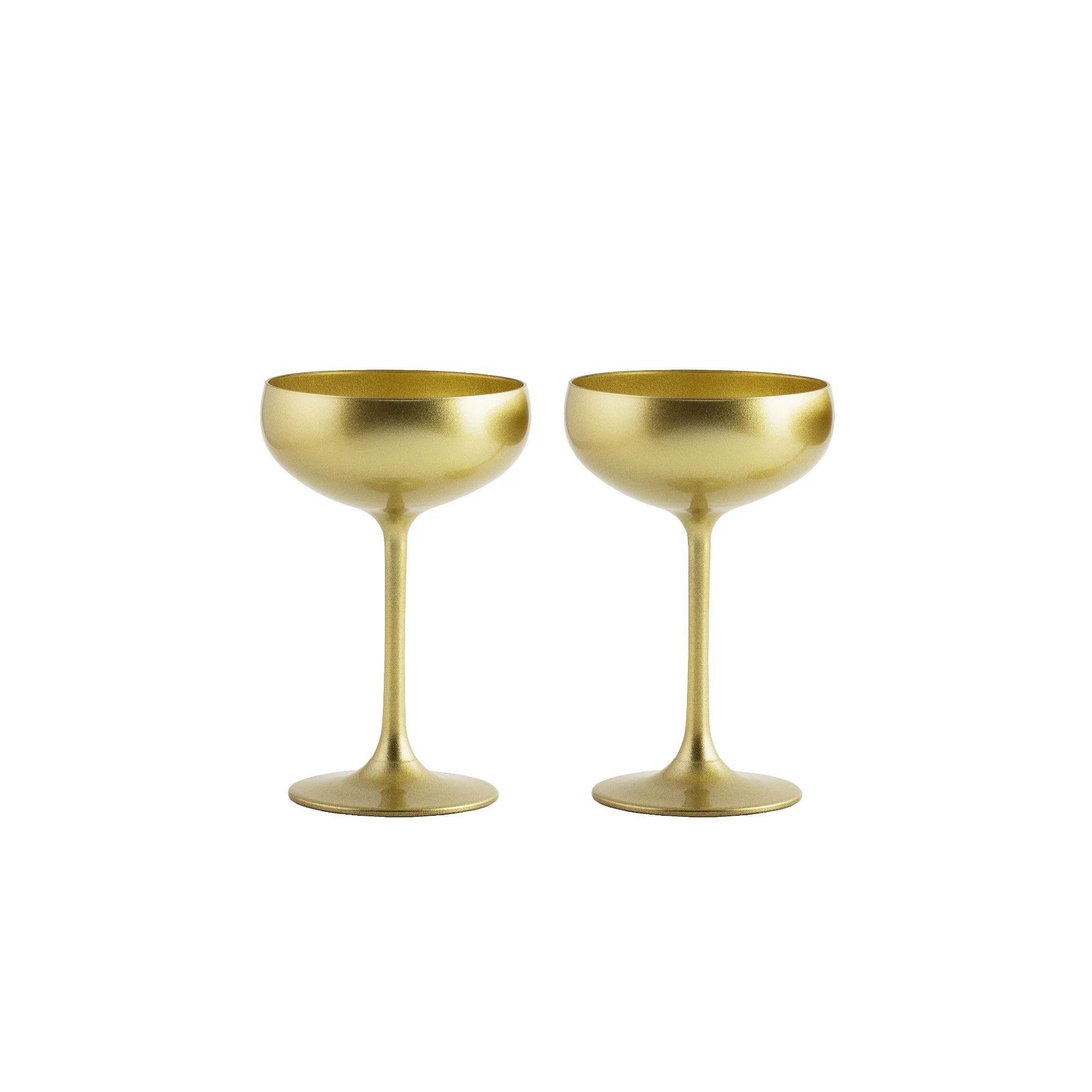 Stolzle Lausitz Olympia German Made Gold Champagne Saucer Coupe Glass, Set of 2 | Walmart (US)