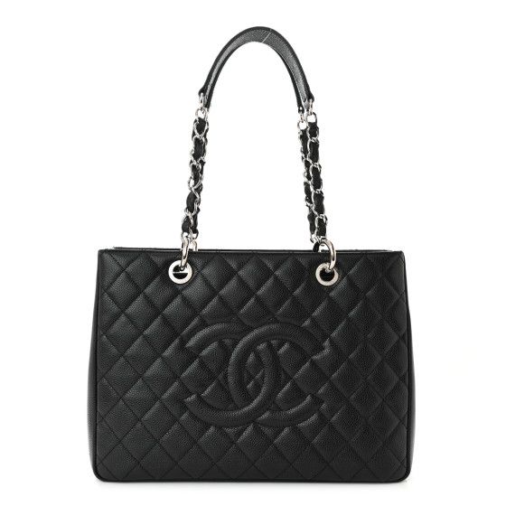 Caviar Quilted Grand Shopping Tote GST Black | FASHIONPHILE (US)