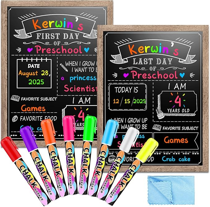 EAONE 12 x 16 in First Day of School Board Sign for All Grades Student, Wood Frame Back to School... | Amazon (US)