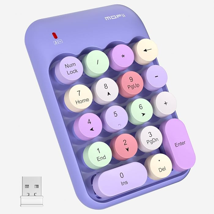 MOFII Wireless Number Pads - Purple Numeric Keypad 18 Keys USB 2.4G Round Keycap Colorful Extensi... | Amazon (US)