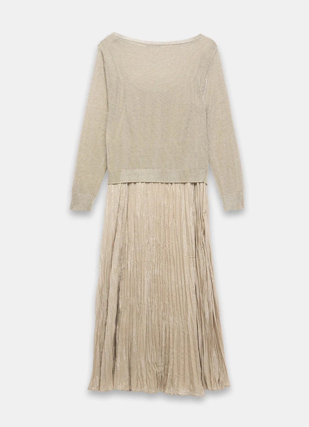 Gold Metallic Knit Layered Jumper Dress | Mint Velvet