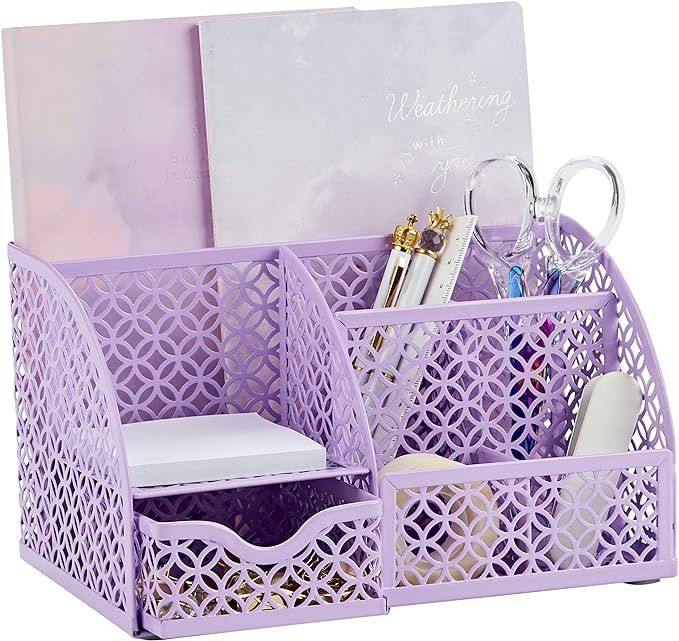 Annova Mesh Desk Organizer Office with 7 Compartments + Drawer/Desk Tidy Candy/Pen Holder/Multifu... | Amazon (US)