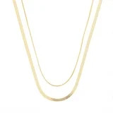 Free Assembly Women's Demi Fine 14K Gold Plated Herringbone Layered Necklace Set, 15" + 2" Extend... | Walmart (US)