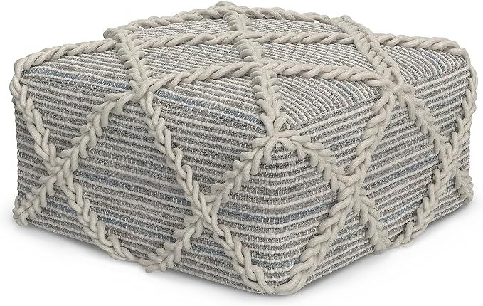SIMPLIHOME Cowan 20 Inch Wide Contemporary Square Pouf in Grey, Natural Handloom Woven, for The L... | Amazon (US)