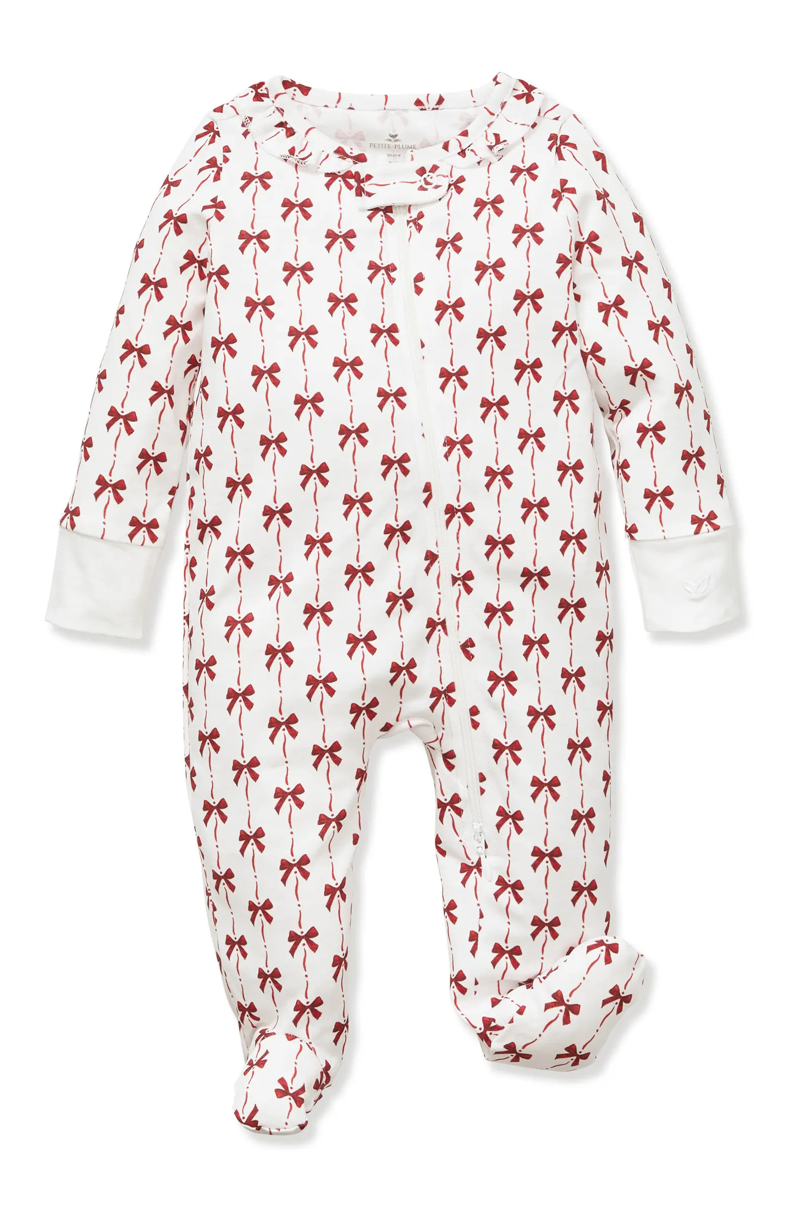 Petite Plume Blissful Bows Fitted One-Piece Pima Cotton Pajamas | Nordstrom | Nordstrom