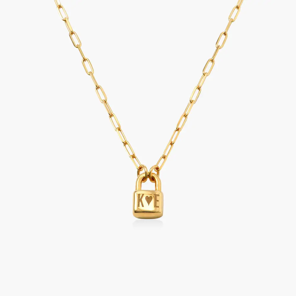 Initial Lock Necklace - Gold Plated | Oak & Luna (US)