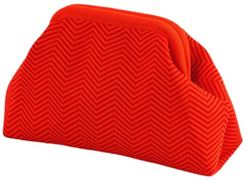 DIHKLCIO Clutch Purses for Women Summer Beach Woven Crochet Handbag Dumpling Striped Ruched Cloud Purse colorblock Evening Bag red streak | Amazon (US)