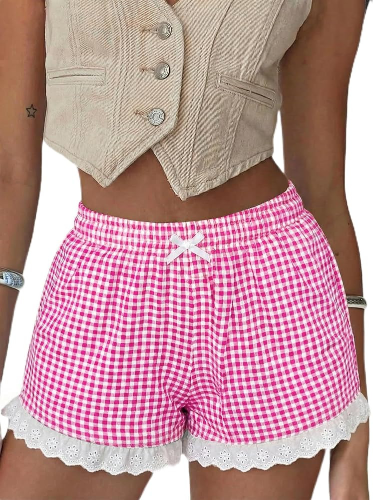 Boxer Shorts Gingham Shorts Y2K Beach Bottoms | Amazon (US)