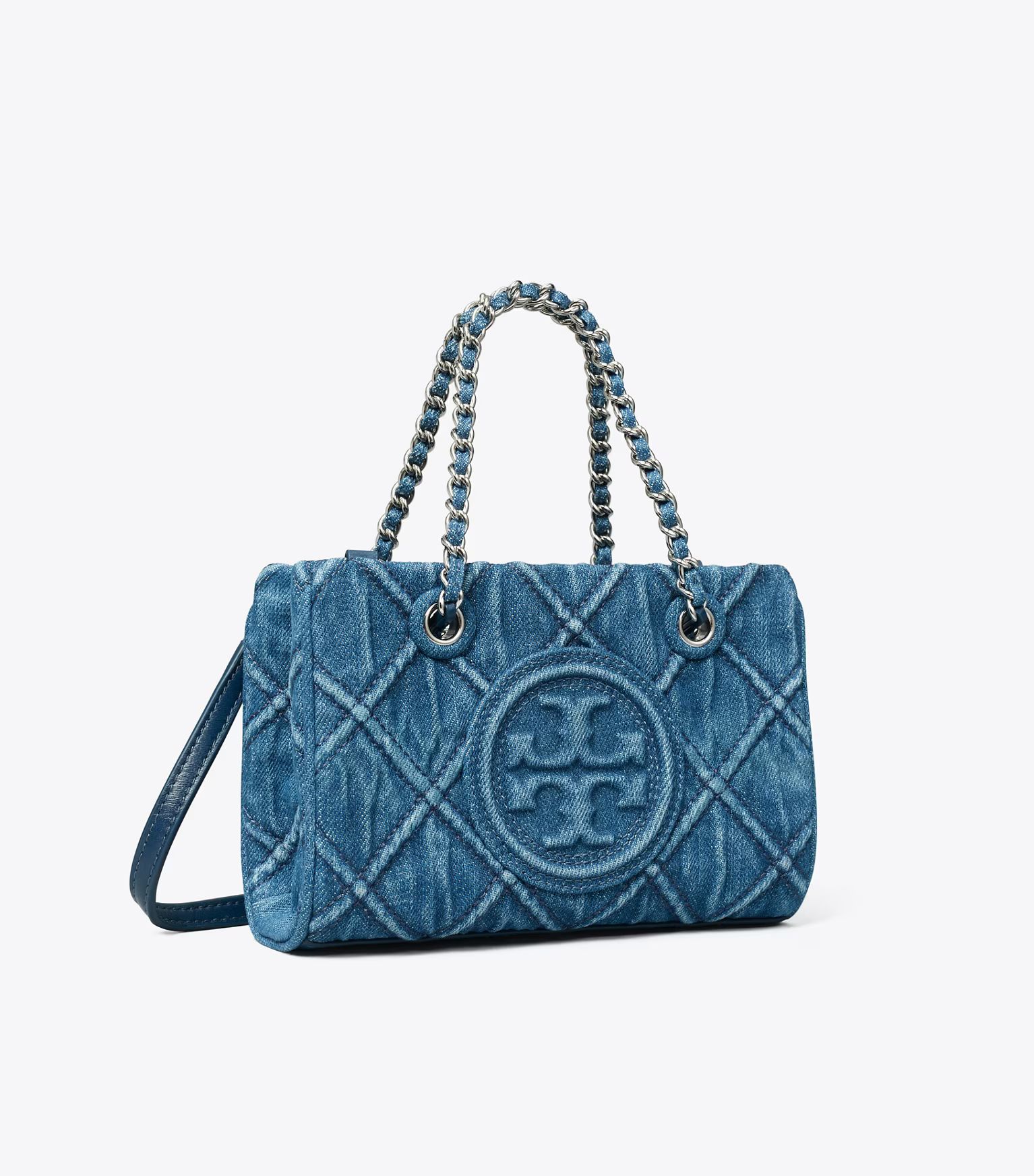 Mini Fleming Soft Denim Chain Tote: Women's Designer Crossbody Bags | Tory Burch | Tory Burch (US)