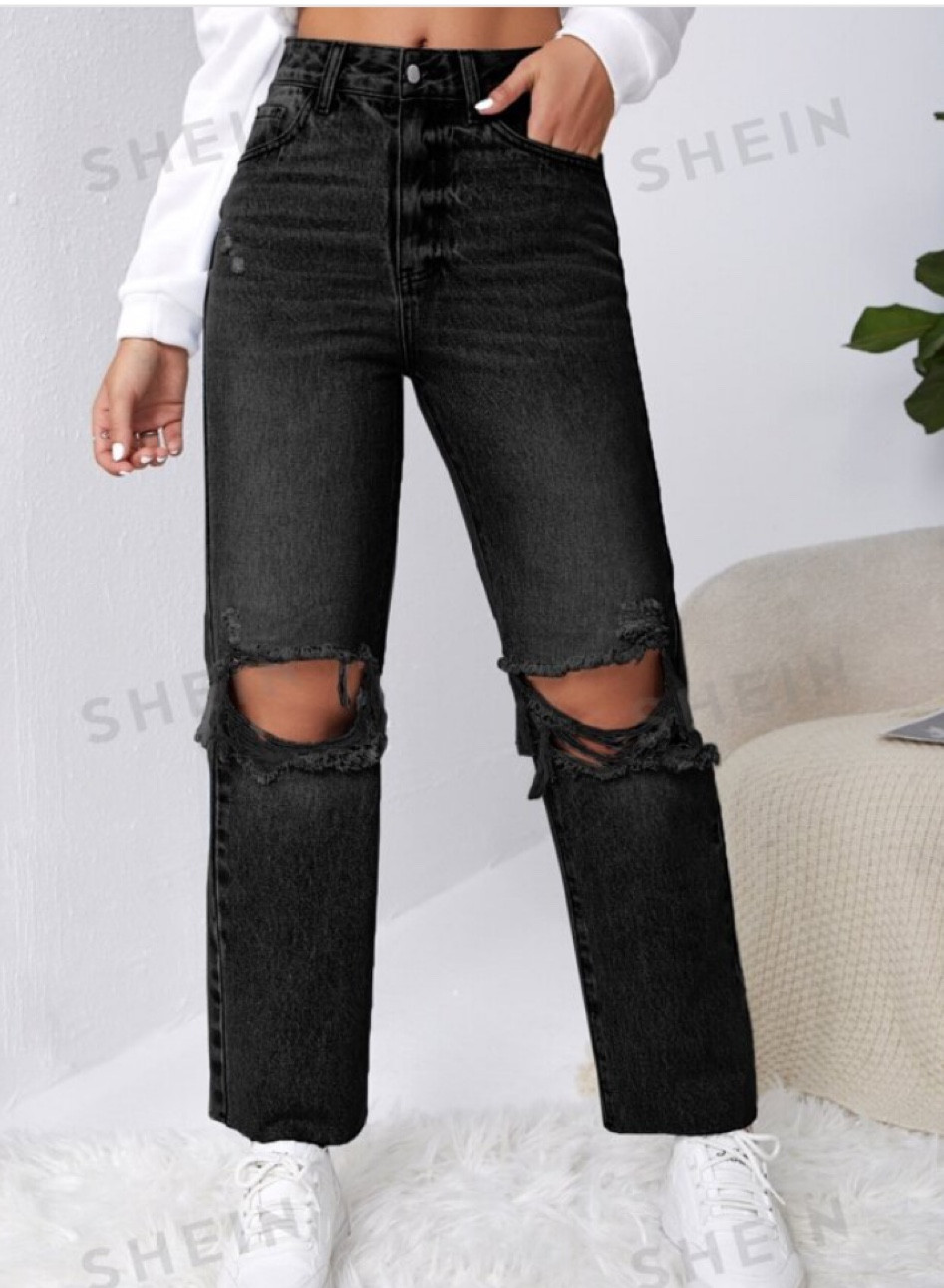 Cropped wide legged jeans / black jeans 