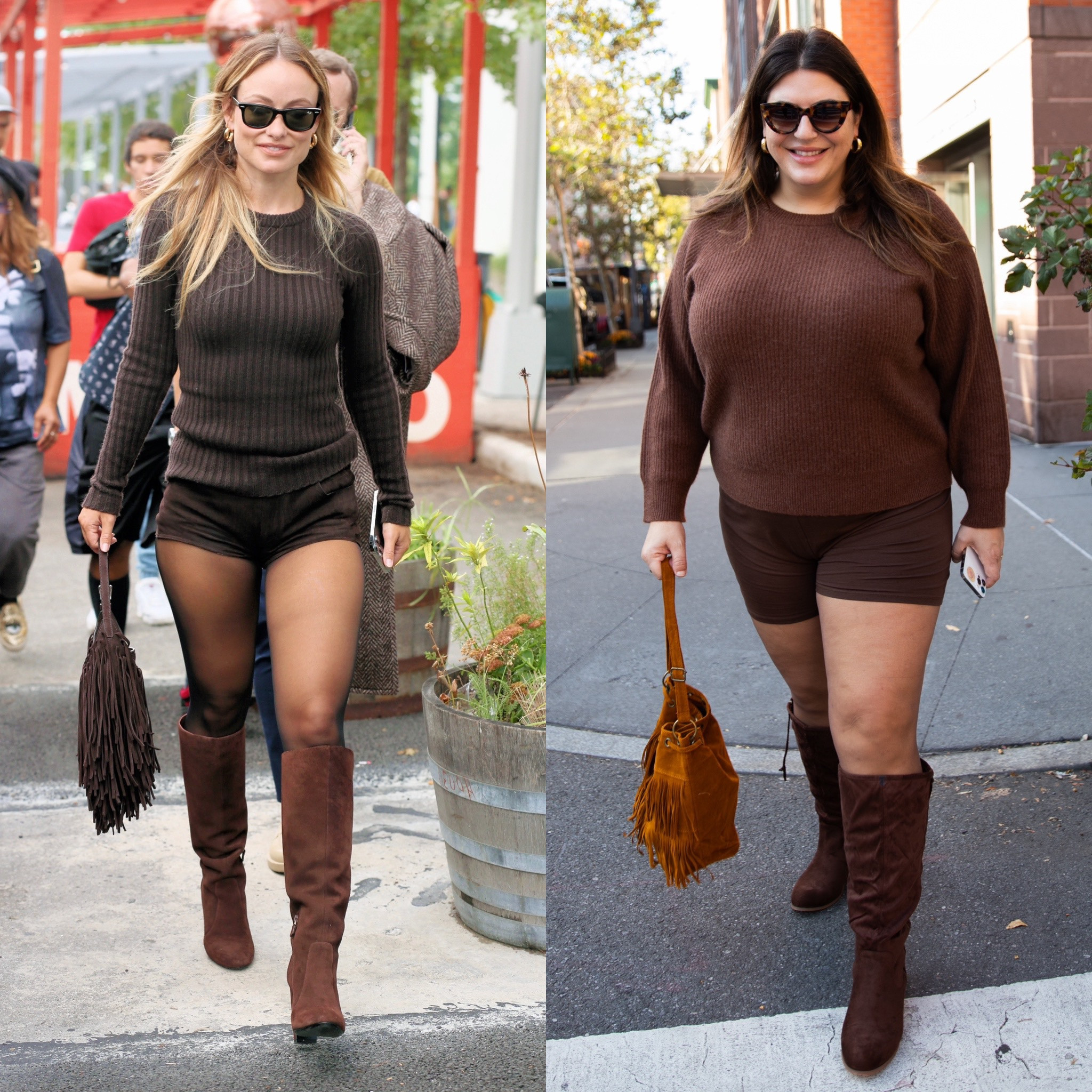 #SuperSizeTheLook Olivia Wilde edition!

Sweater 2X
Shorts 2X
Panty hose 1x-2x
Boots 12W