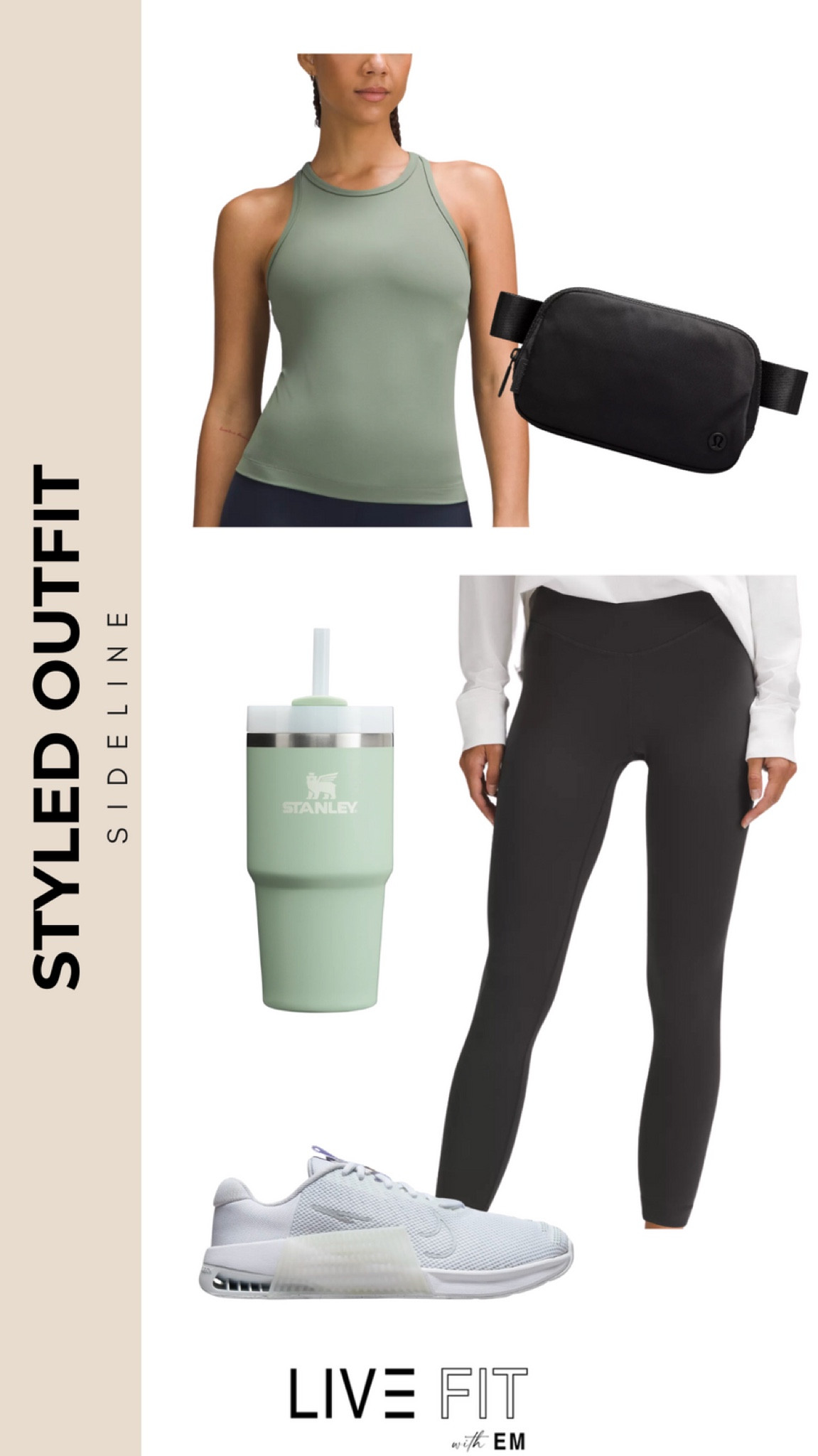 Stay sleek and sporty on the sidelines with this go-to outfit! 🏃‍♀️💚 Perfect for those non-stop days, featuring a comfortable, breathable tank top and versatile leggings that move with you. Keep hydrated with the stylish Stanley cup and all your essentials close with a practical crossbody bag. And of course, finish the look with ultra-comfy sneakers for those quick moves from one game to the next. Ready, set, cheer! 📣 #MomLife #ActiveWear #SidelineStyle

#LTKActive #LTKSeasonal #LTKFitness