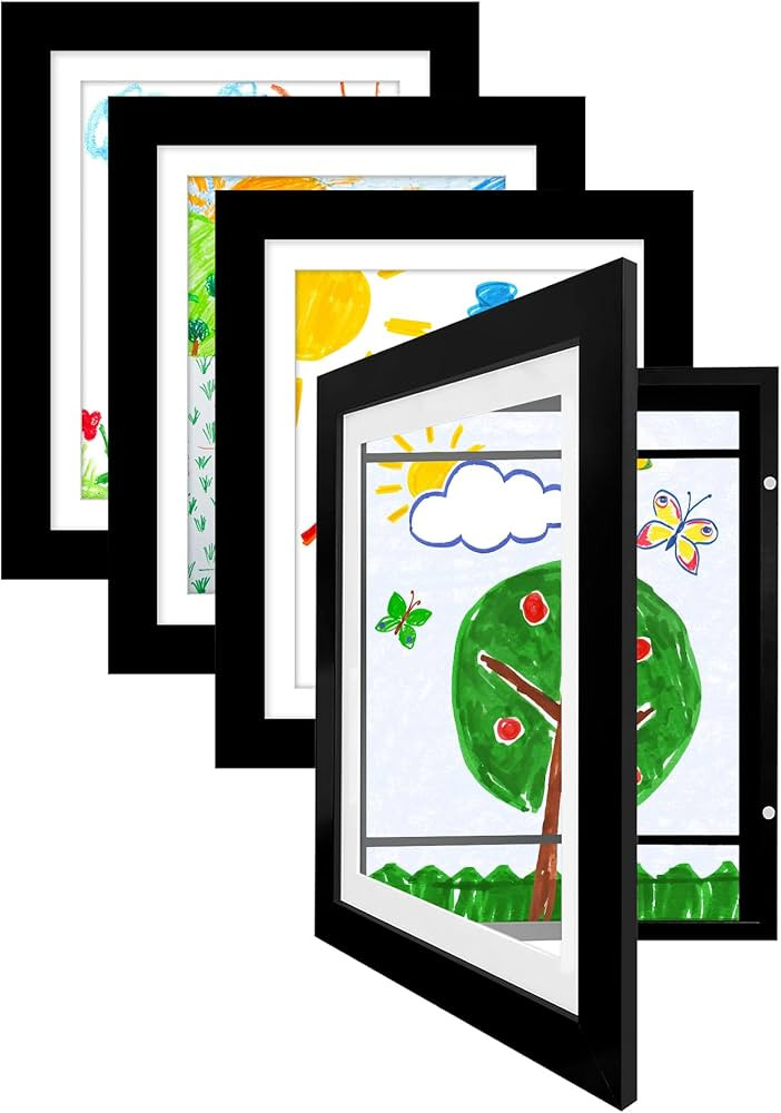 Americanflat Front Loading Kids Art Frame in Black - 8.5x11 Frame with Mat and 10x12.5 Without Ma... | Amazon (US)