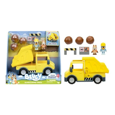 Bluey Dump Truck Play Vehicle with Exclusive Hard-Hat Bluey and Muddy Bingo, Toys for Kids 3-6 Years | Walmart (US)