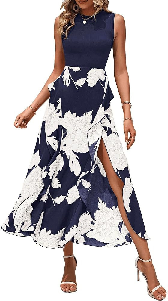 BTFBM Summer Dresses for Women 2026 Casual Spring Floral Sleeveless Ruffle Boho Cocktail Wedding ... | Amazon (US)