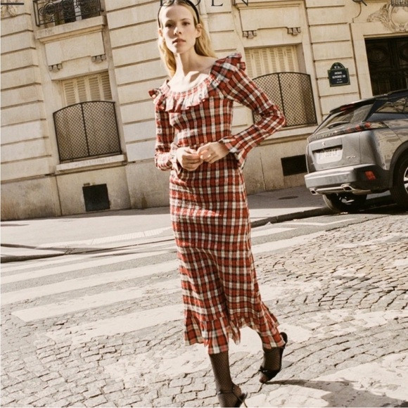 Doen Heirloom Rosabelle Dress Rouge Adaline Plaid Red Black White Medium NWT | Poshmark