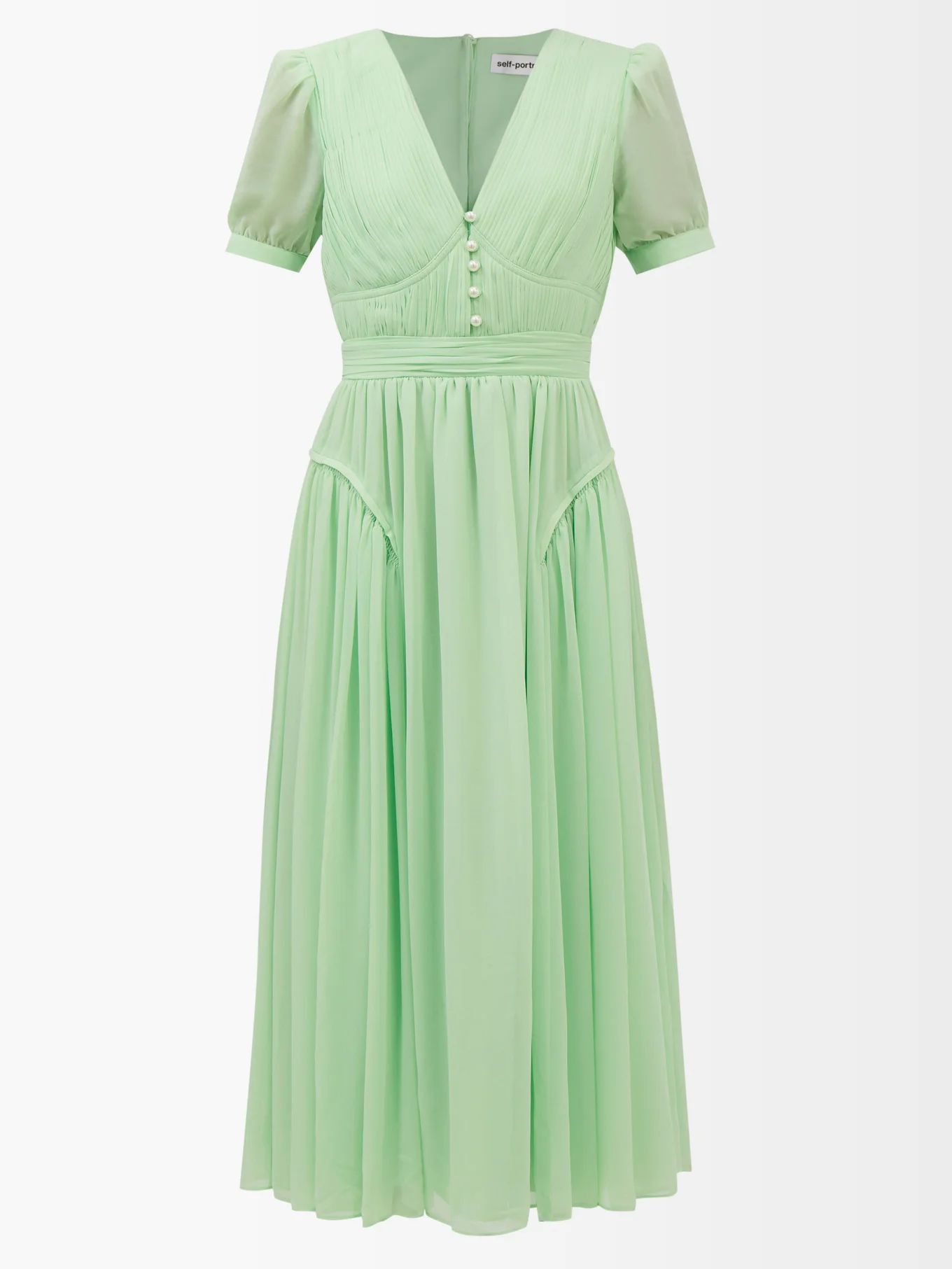 Pleated-chiffon midi dress | Self-Portrait | Matches (US)