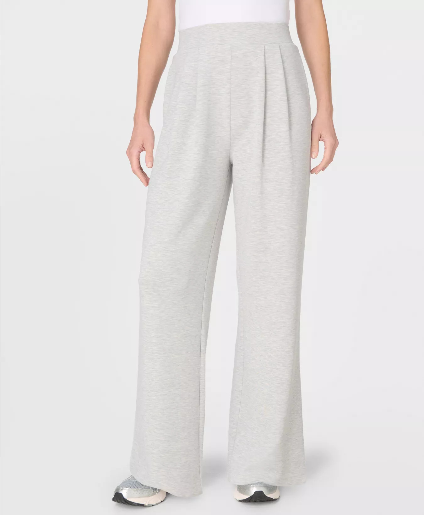 Sand Wash Wide Leg Trousers - Ice Grey Marl  | Sweaty Betty | Sweaty Betty UK