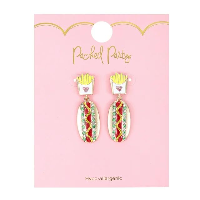 Packed Party Women's Goldtone and Multi-colored What's-Your-Order Hot Dog Motif Earrings | Walmart (US)