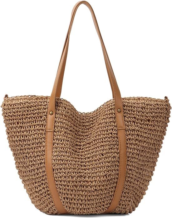 Oweisong Women Straw Beach Bag Large Summer Purse Woven Straw Handbags Tote Shoulder Bag for Vaca... | Amazon (US)