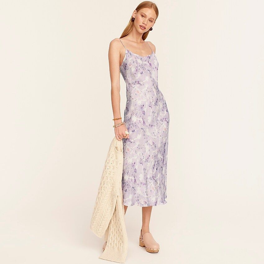 Flora Obscura X J.Crew eco cupro slip dress in lavender fields | J.Crew US