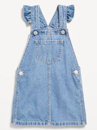 Ruffle-Trim Jean Skirtall Dress for Toddler Girls | Old Navy (US)