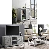 WE Furniture Modern Farmhouse Buffet Entryway Bar Cabinet Storage, 32 Inch, Grey with Wood Universal | Amazon (US)