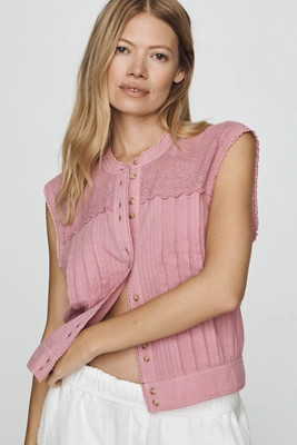 Pilcro Cotton Lace Muscle Top | Anthropologie (US)