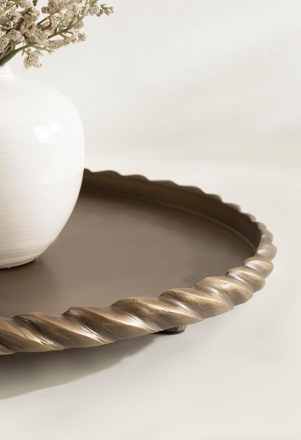 Kate and Laurel Trenza Decorative Round Spiraled Metal Tray with Feet, 14 Inch Diameter, Antique ... | Amazon (US)