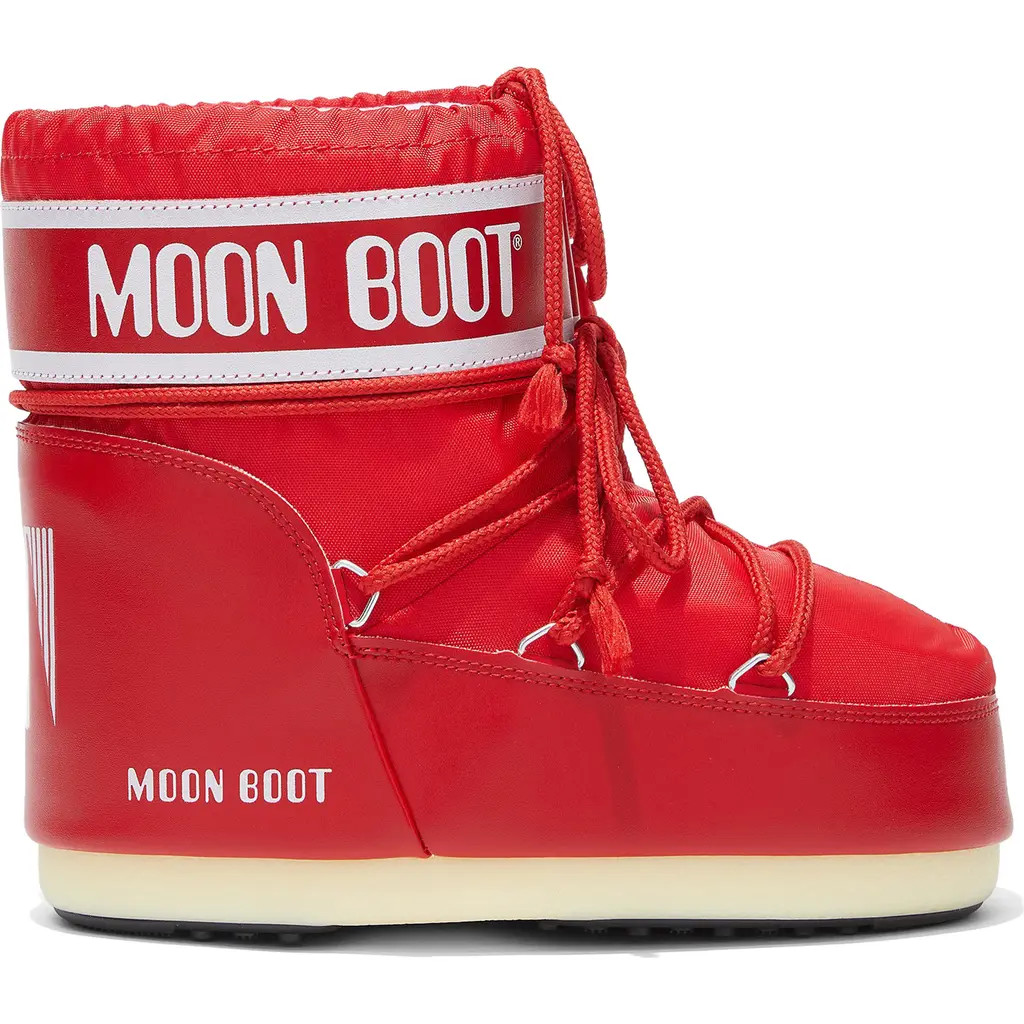 Moon Boot® Classic Low 2 Water Repellent Nylon Boot in Red/Red at Nordstrom, Size 33 | Nordstrom