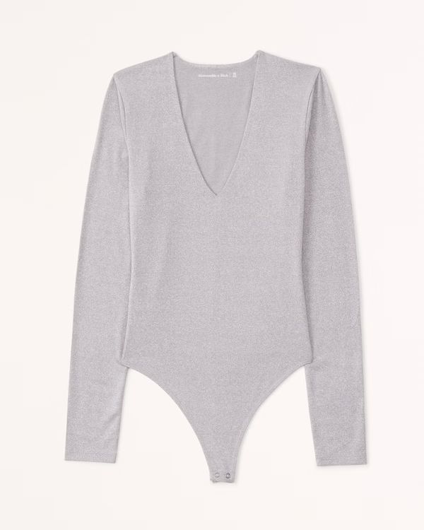 Long-Sleeve Seamless Fabric V-Neck Bodysuit | Abercrombie & Fitch (US)