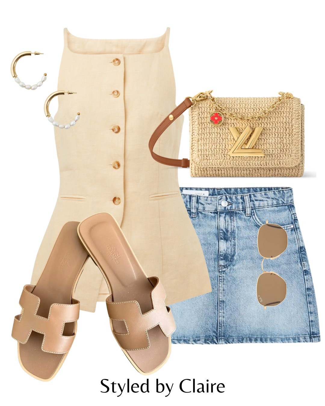 Denim skirt styling🌼
Tags: butter yellow waistcoat top crochet bag Louis Vuitton Zara skirt Hermes sandals sunglasses fashion summer inspo outfit ideas city break chic women’s style capsule wardrobe Dubai Ibiza Barcelona casual street style

#LTKsummer #LTKstyletip