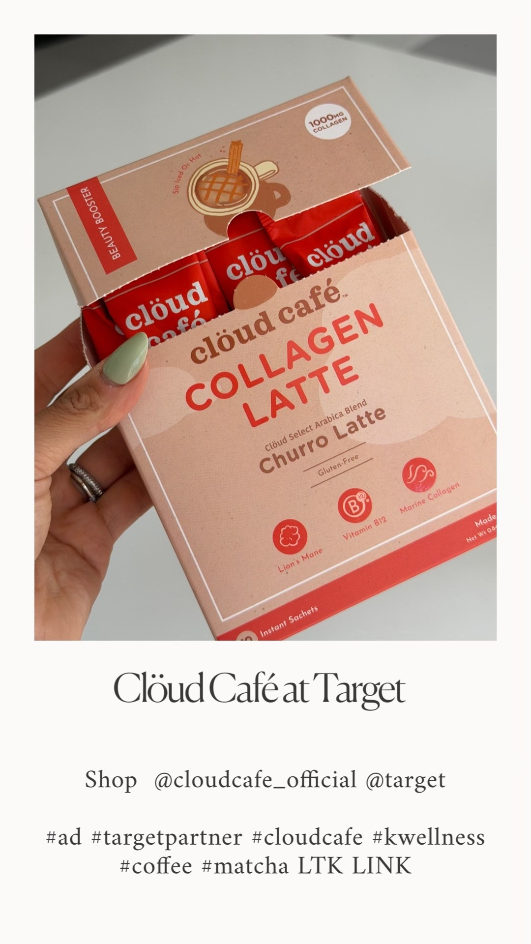 #ad I found a new @target favorite! Have you tried the churro collagen latte by @cloudcafe_official yet? #targetpartner #cloudcafe #kwellness #coffee #matcha

#LTKfoodie #LTKselfcare #LTKmorningroutine