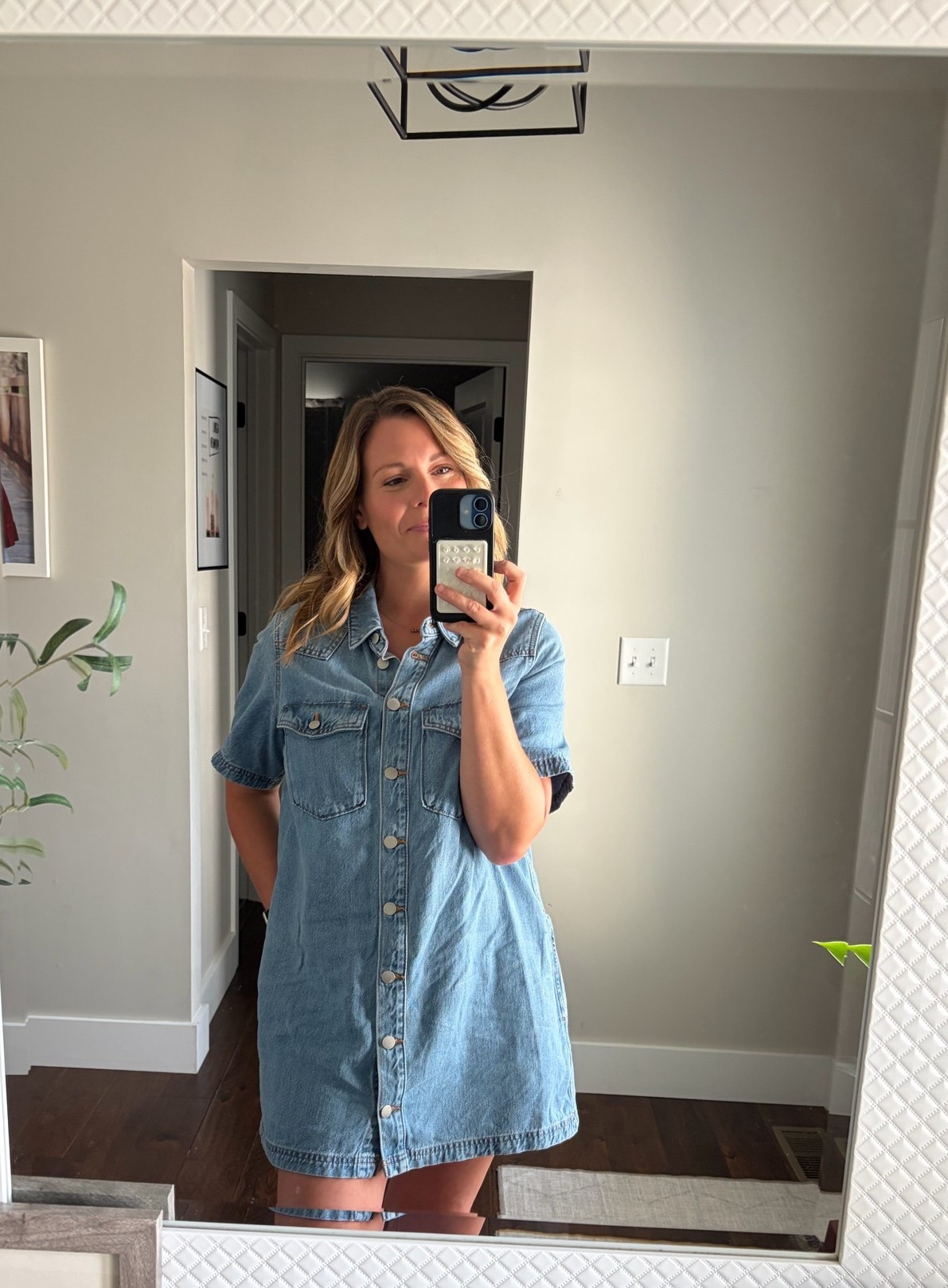 This denim dress is so versatile for work, going out, and is so comfortable! ￼

#LTKgrwm #LTKootd #LTKSaleAlert