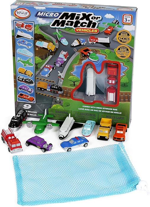 POPULAR PLAYTHINGS Mix or Match Vehicles, Magnetic Toy Play Set, Micro Vehicles | Amazon (US)