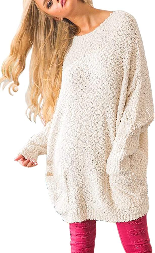 Meenew Women's Oversized Sweater Casual Loose Sherpa Fleece Fuzzy Long Pullovers | Amazon (US)