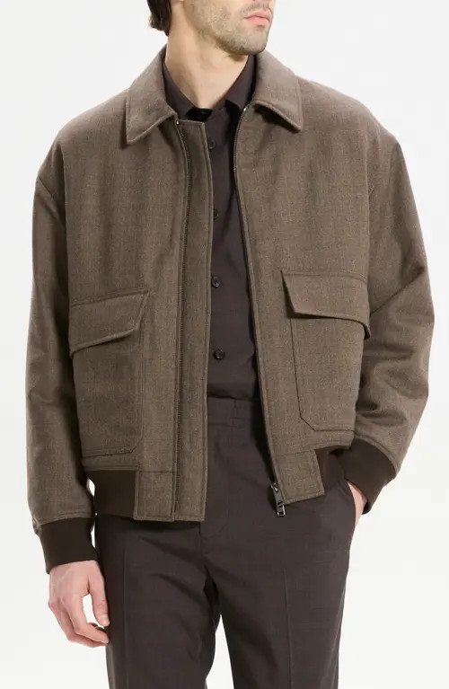 Theory Virgin Wool Modern Aviator Jacket in Feather at Nordstrom, Size Large | Nordstrom