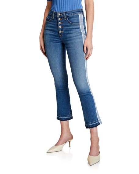 Veronica Beard Jeans Carolyn Baby Boot Cropped Jeans with Tux Side | Neiman Marcus