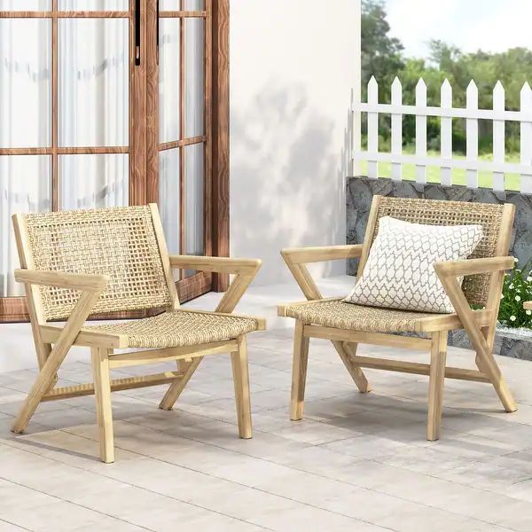 Baxton Outdoor Wicker Club Chair (Set of 2) by Christopher Knight Home - On Sale - Overstock - 35... | Bed Bath & Beyond