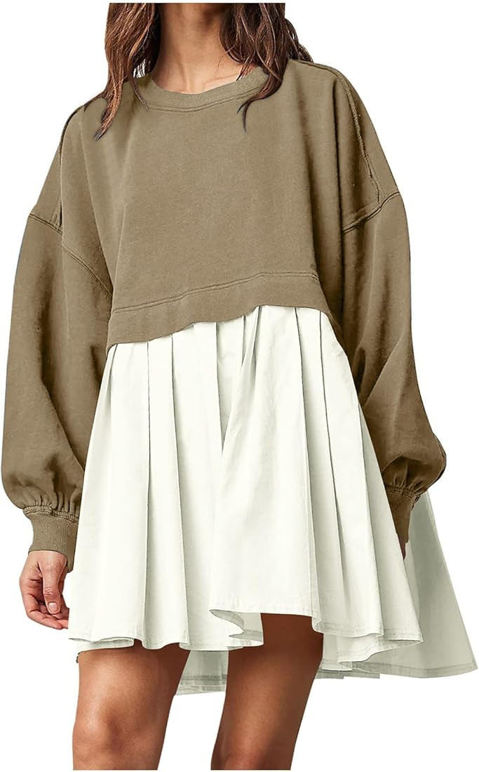 Workout Dress Dupes Long Sleeve Sweatshirt Dress Fall Outfits for Women Trendy 2023 Preppy Athlet... | Amazon (US)