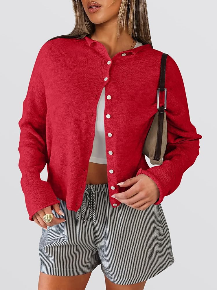 ANRABESS Cardigan Sweaters for Women Oversized Button Down Long Sleeve Cardigans 2025 Fall Outfit... | Amazon (US)