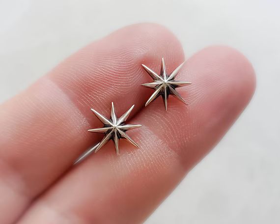 Starburst Studs • Silver Stars • Star Studs • Sterling Post Earrings • Faceted Starburst ... | Etsy (US)