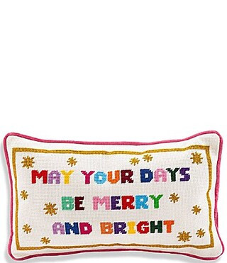 Furbish Holiday Collection Merry Bright Needlepoint Pillow | Dillard's