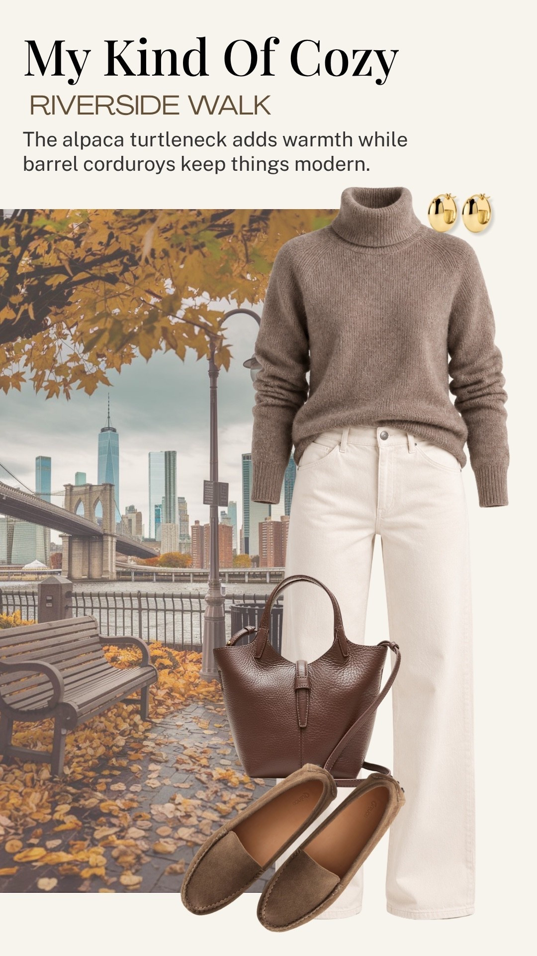 A cozy fall combination I’d reach for again and again, an alpaca turtleneck with white barrel corduroys and suede loafers. The warm taupe and cream tones feel especially lovely for a crisp riverside walk or an easy day around town.

#LTKootd #LTKOver40 #LTKSeasonal