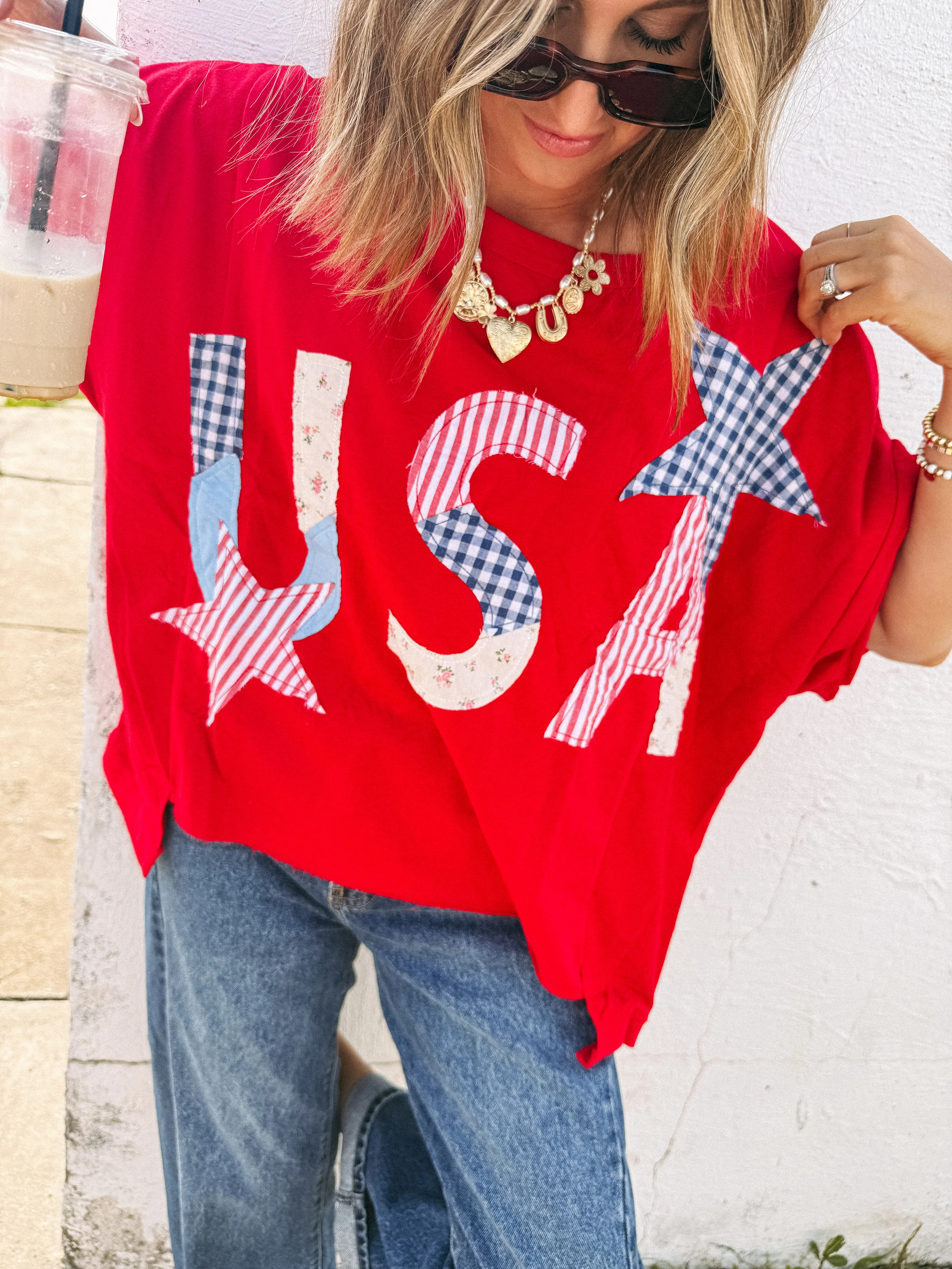 USA star patch top - red | Etta & East