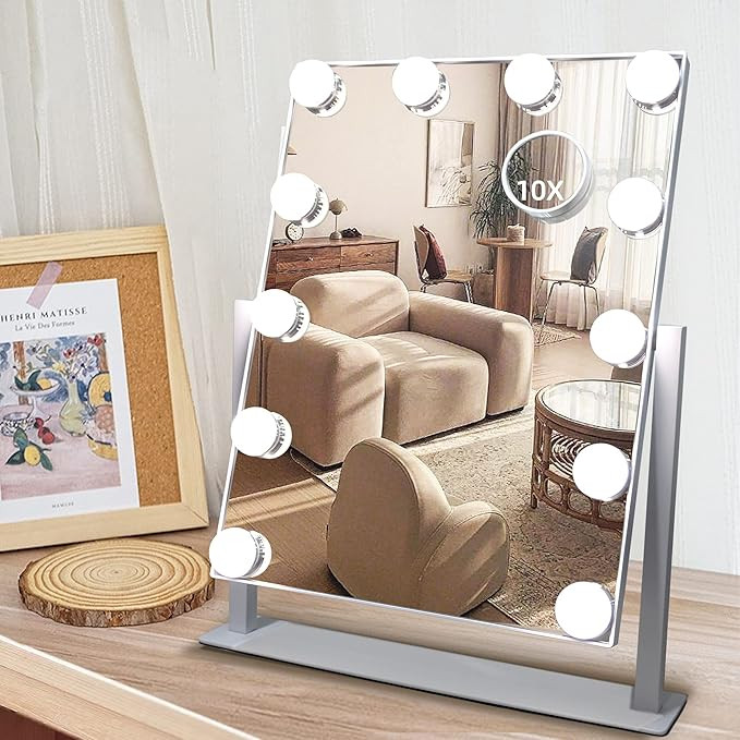 Hollywood Vanity Mirror with Lights, 12 Dimmable LED Bulbs Lighted Makeup Mirror with Detachable ... | Amazon (US)