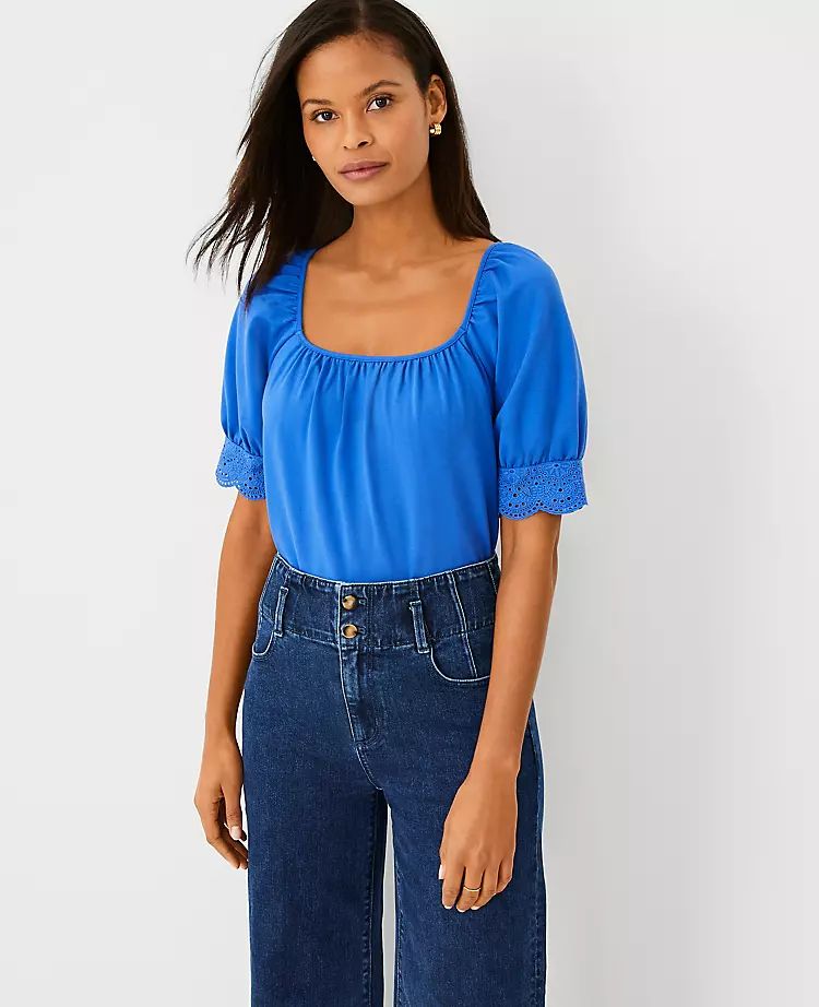 Eyelet Square Neck Top | Ann Taylor | Ann Taylor (US)